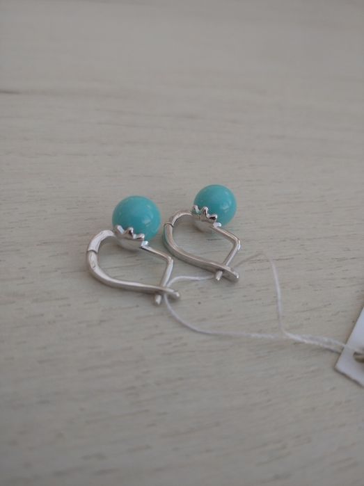 Срібні сережки з натур. каменем