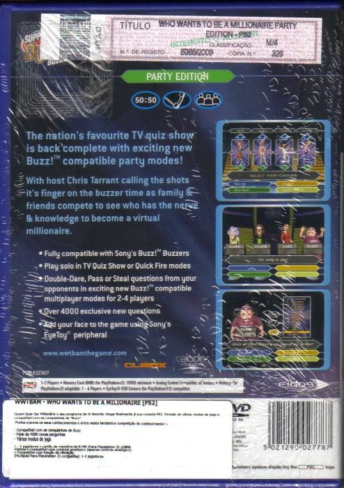 Jogo PS2 WHO WANTS TO BE A MILLIONAIRE - Novo! A Estrear! Selado!
