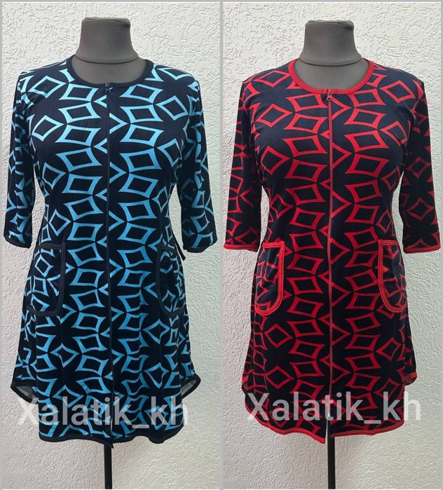 Велюрові плюшеві жіночі халати по коліно