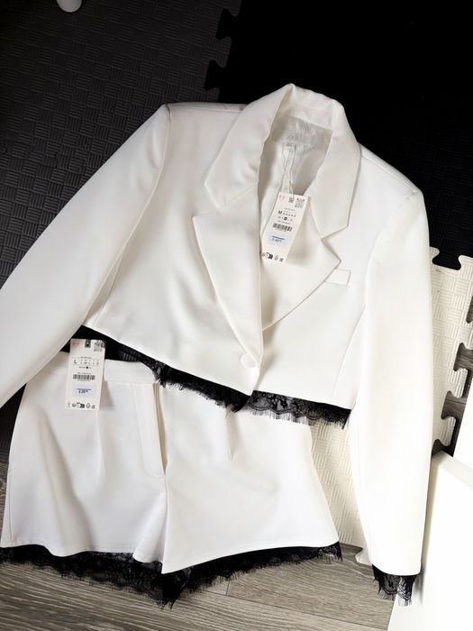 Костюм Zara кофта та блейзер з мереживом