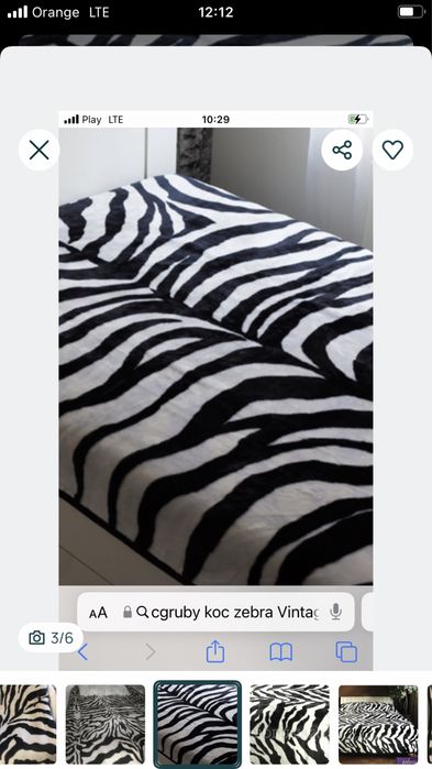 Koc zebra z akrylu 160 x200