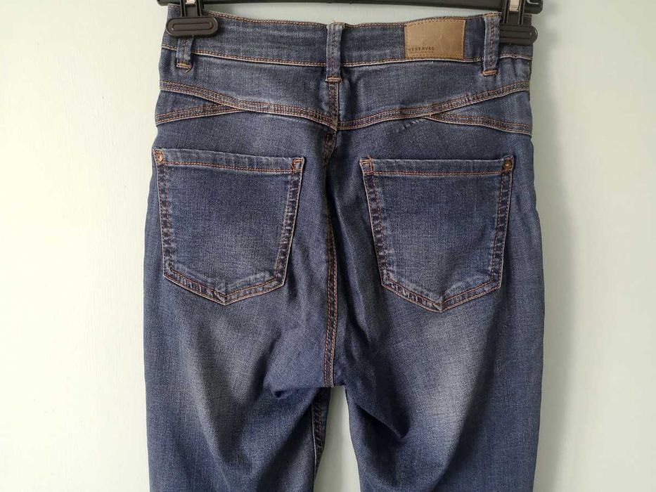 Granatowe spodnie dżinsowe skinny Reserved Denim 34 XS jeansy rurki