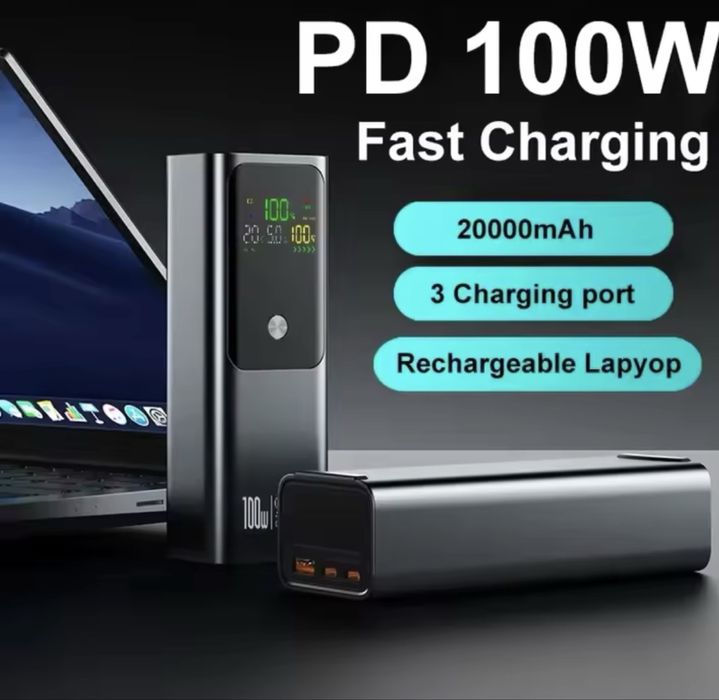 20000 мАч, 100 Вт, PD, внешний аккумулятор с быстрой зарядкой