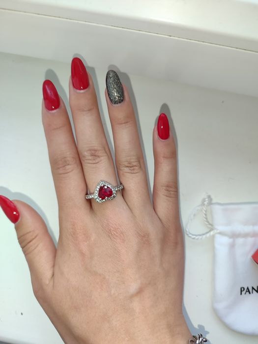 Кільце червоне серце Пандора