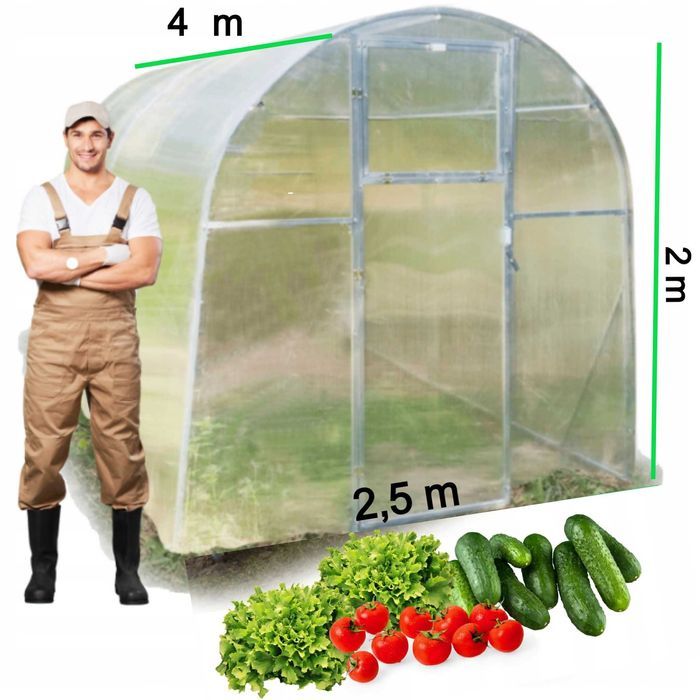Szklarnia Wegan wym. 2,5m x 4 m z poliwęglanem 6 mm