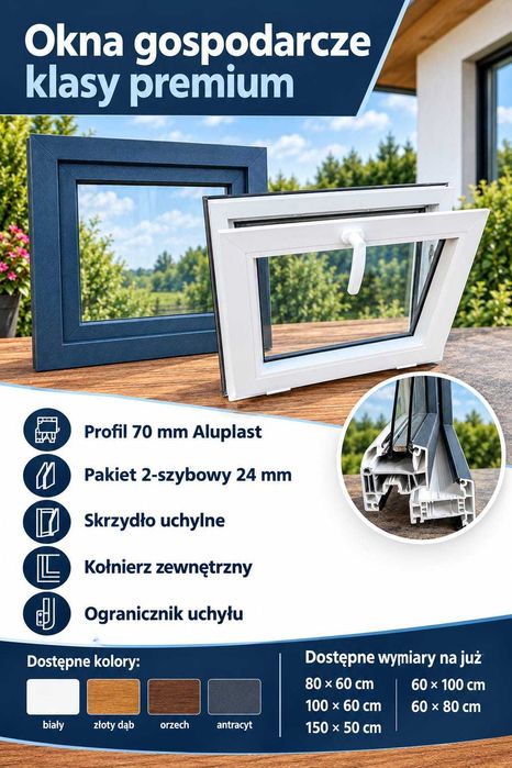 Okna gospodarcze Aluplast 80x60