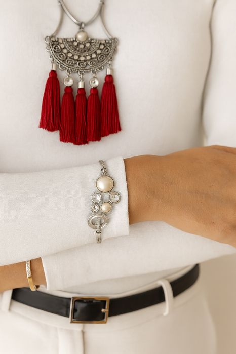 Pulseira prateada anti-alérgica, elegante - Primadona - Nova!