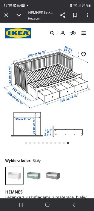 Sprzedam łóżko Hemnes Ikea