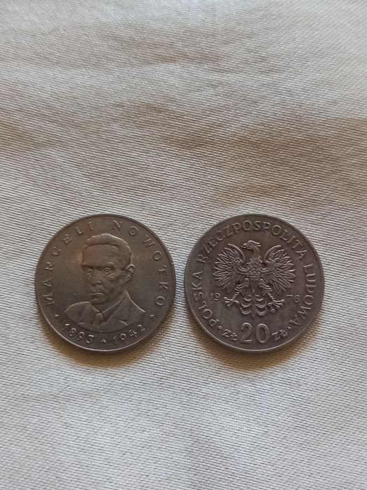 Dwie monety 20 zł 1976r Marceli Nowotko