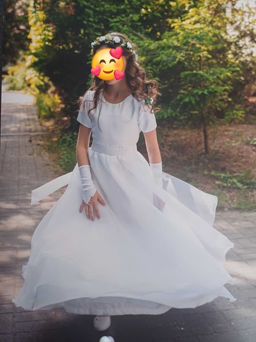 Sukienka komunijna 140/146 bolerko, wianuszek