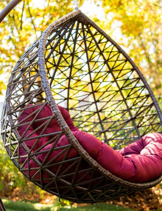 Подвесное Кресло кокон для дома. Плетёный Гамак. Качеля шар из ротанга