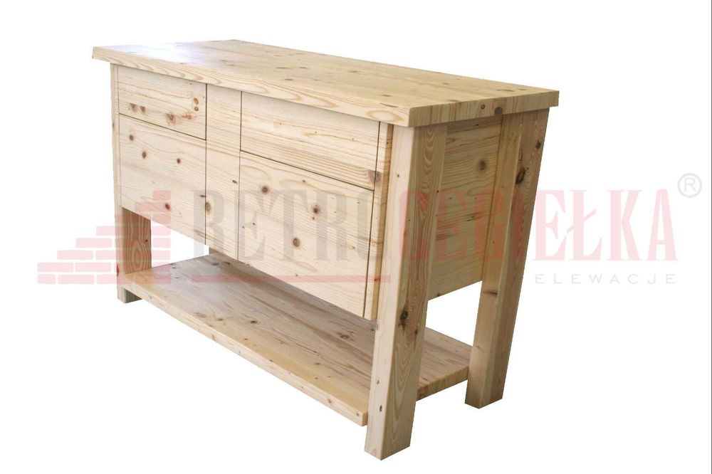 Szafka łazienkowa, stare drewno heblowane, cztery szuflady, tip on