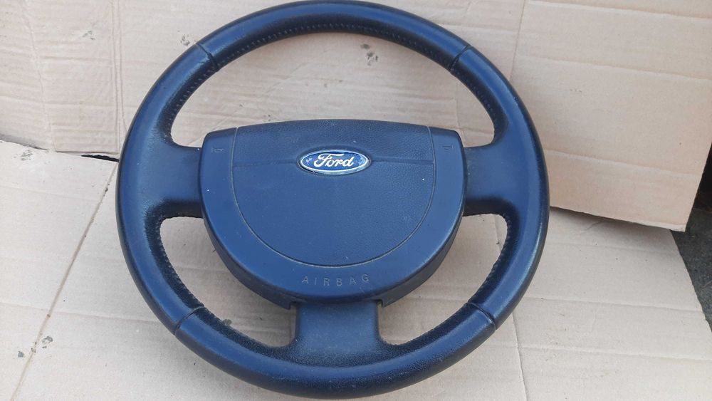 Kierownica kompletna skórzana Ford Fiesta mk6 Fusion skóra ładna nie wytarta