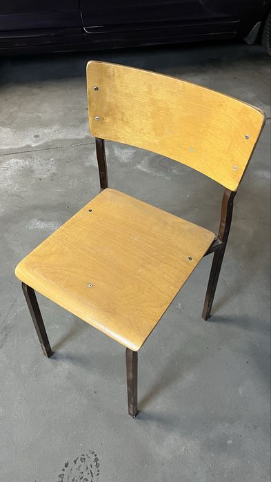 Krzesło drewniane szkolne biurowe metalowa rama Solidne