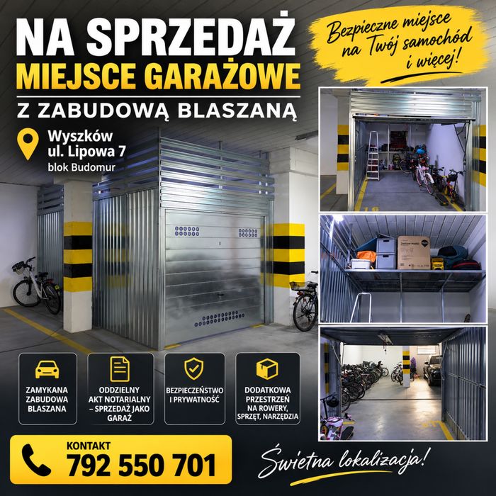 Na sprzedaż miejsce garażowe z zabudową – Wyszków, ul. Lipowa 7