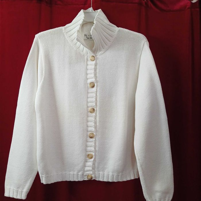 Котонова біла укорочена кофтинка/кардиган, М/L