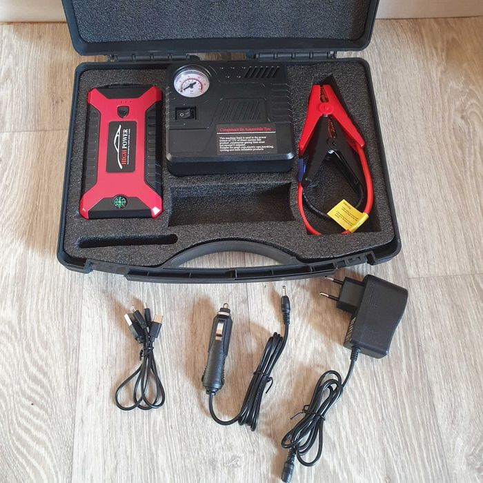 Пускозарядний пристрій, jumpstarter з компресором 99800 мАг, пусковое