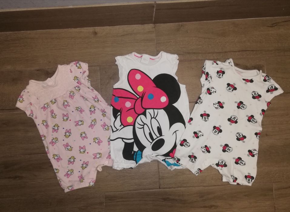3 sztuki rampers myszka minnie daisy disney baby 74 - 80 paka