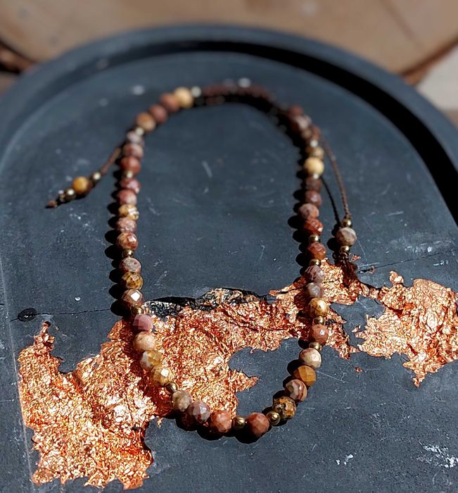 Bransoletka handmade jaspis hematyt brąz Justone Jewelry