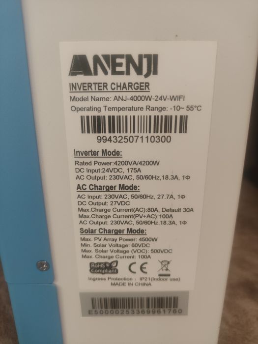 Інвертор Anenji 4kw 24v