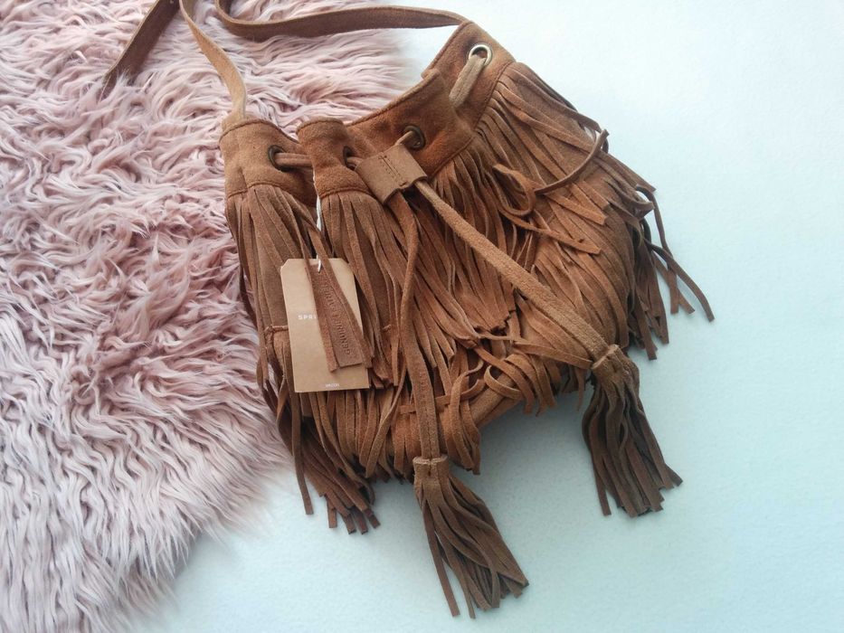 SPRINGFIELD damska torebka z zamszu naturalnego - worek - BOHO