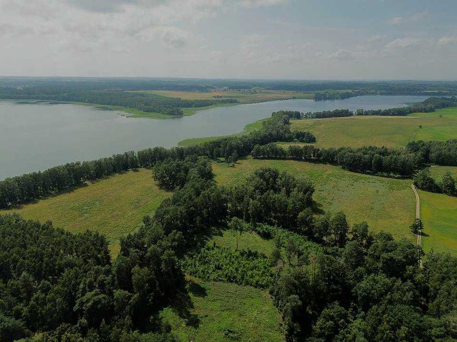 Mazury, Giżycko . Działka z linią brzegową nad jeziorem Dejguny.