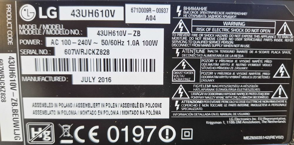 Televisão 4K LG 43UH610V-ZB de 43(109cm)
