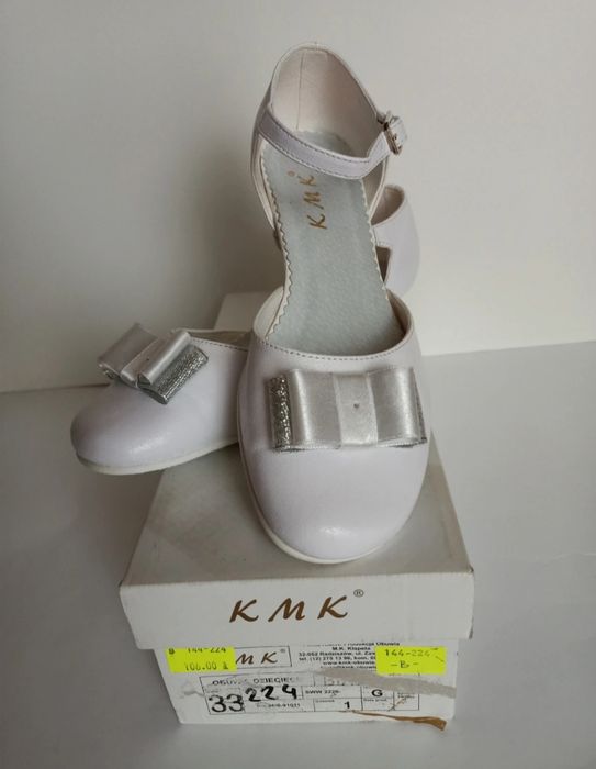 Skórzane buty komunijne, KMK, 33, pantofelki, obcasik, Komunia