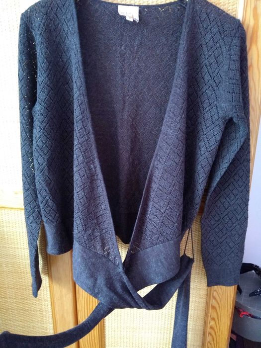 Sweter damski/kardigan - kopertowy, ażur - JAKOŚĆ