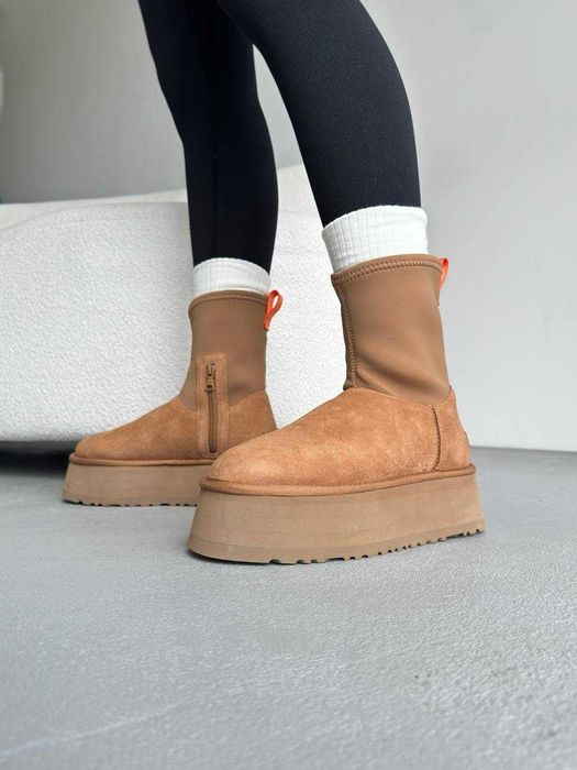 Уггі UGG Dipper Boot High Beige Classic premium натуральні замша/хутро