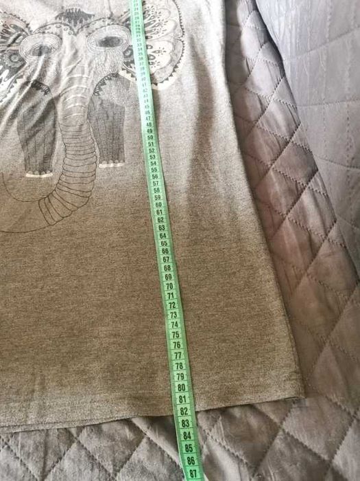 106 Szara bluzka tunika na krótki rękaw ze słoniem rozmiar M