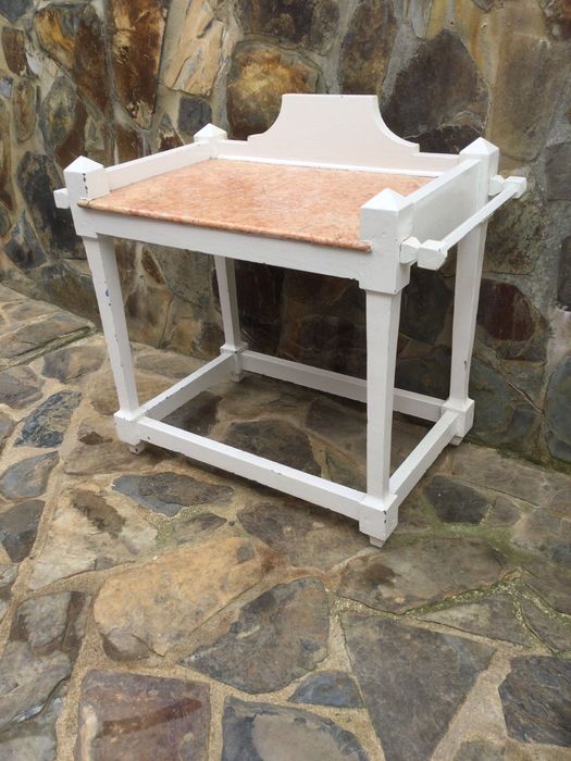 Mesa Rústica Madeira Pau Santo e pedra Liós séc XIX 65 cm