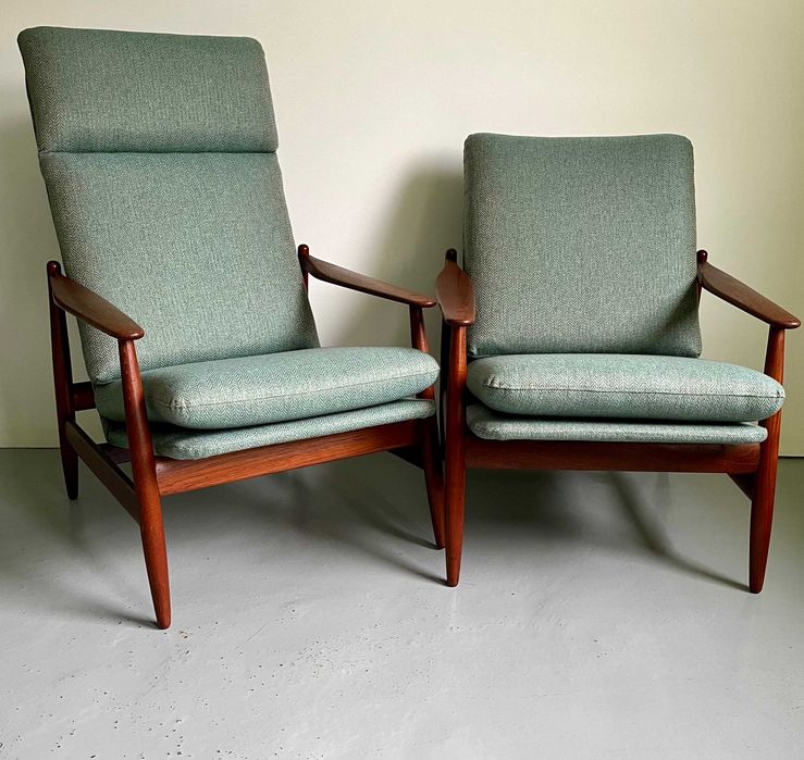 Designerskie duńskie fotele vintage – Poul Volther, oryginalne, sygnowane