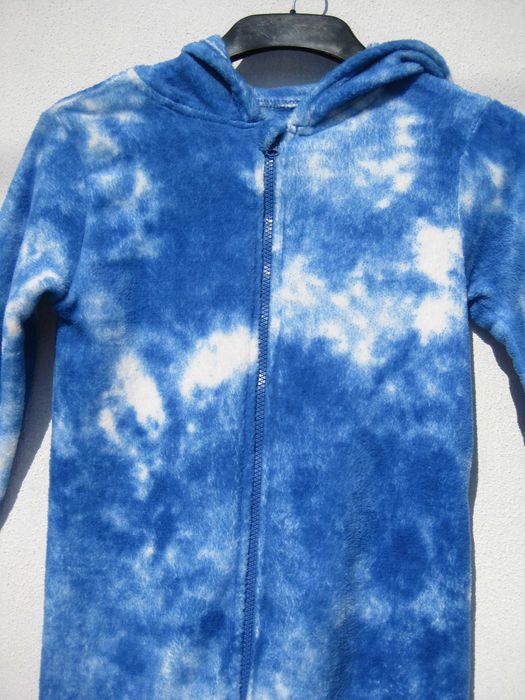 Мягенький синий кигуруми комбинезон для дома сна махра 146 152