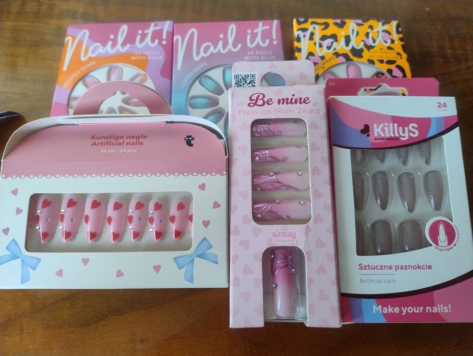 Nowe zestawy Paznokci 6 opakowań + akcesoria