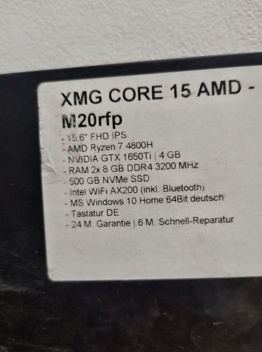 Ігровий Ноутбук XMG AMD Ryzen 7 Ram 16gb 500d NVIDIA GeForce GTX1650ТІ