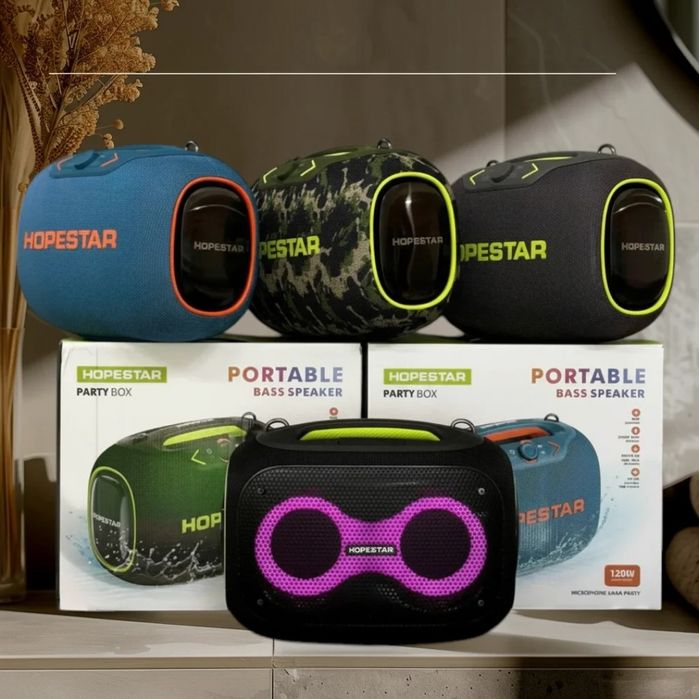 Портативная акустическая колонка 120 Вт  Bluetooth,  караоке, LED.