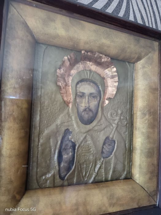 Икона старач  серебро позодота