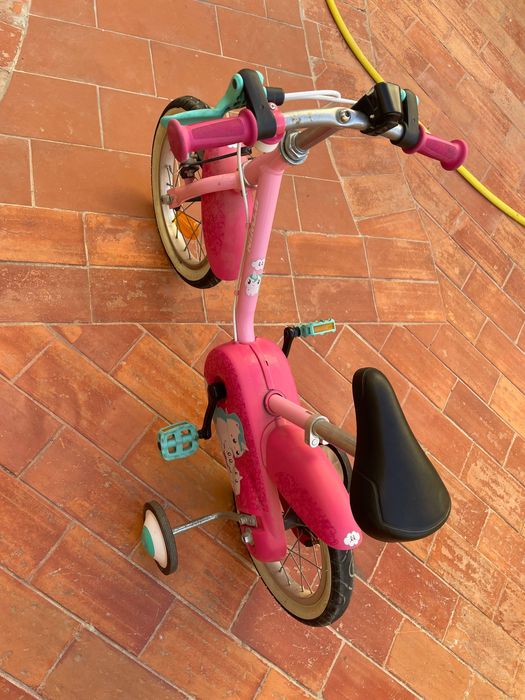 Bicicleta Btwin criança, cor de rosa, com unicórnio