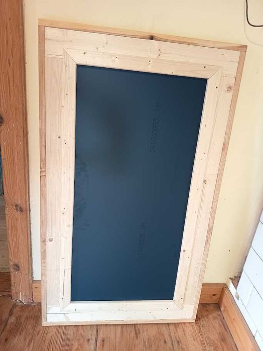 lustro ze starego drewna w modrzewiowej ramie handmade DIY
