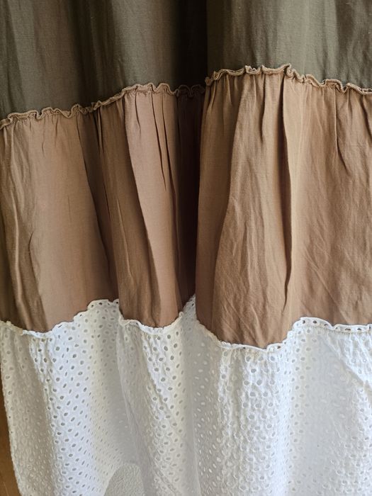 Vestido comprido stessa com bordado ingles