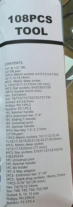 Mala de ferramentas 108 Peças Novas