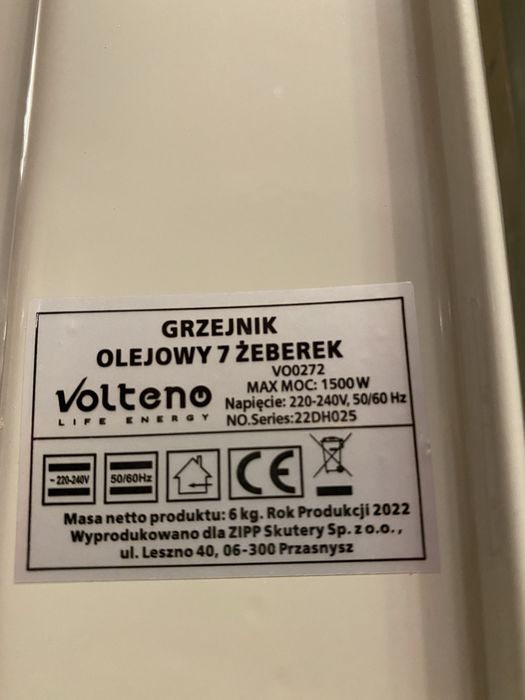 Масляний обігрівач Volteno VO0272 1500W радіатор оливний | масляный