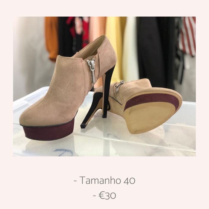 Botins Plataforma Camel Suede Bege