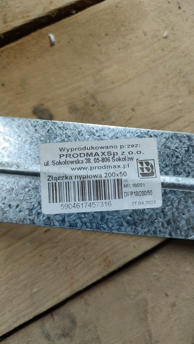 Kanał prosty stalowy ocynk 200x50 dł 1m