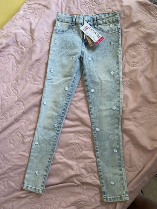 Джинси 11 років для дівчинки skinny з гарним принтом