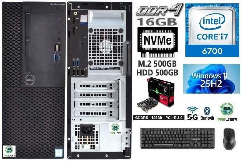 Pç/Torre Gamer DELL 6ªG|i7-3.4G|16G|NVMe500G+HDD500|RX550-4G-Dr5|5G+BT|W11