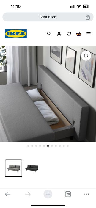 Vende-se sofá-cama, cor cinza, do IKEA,