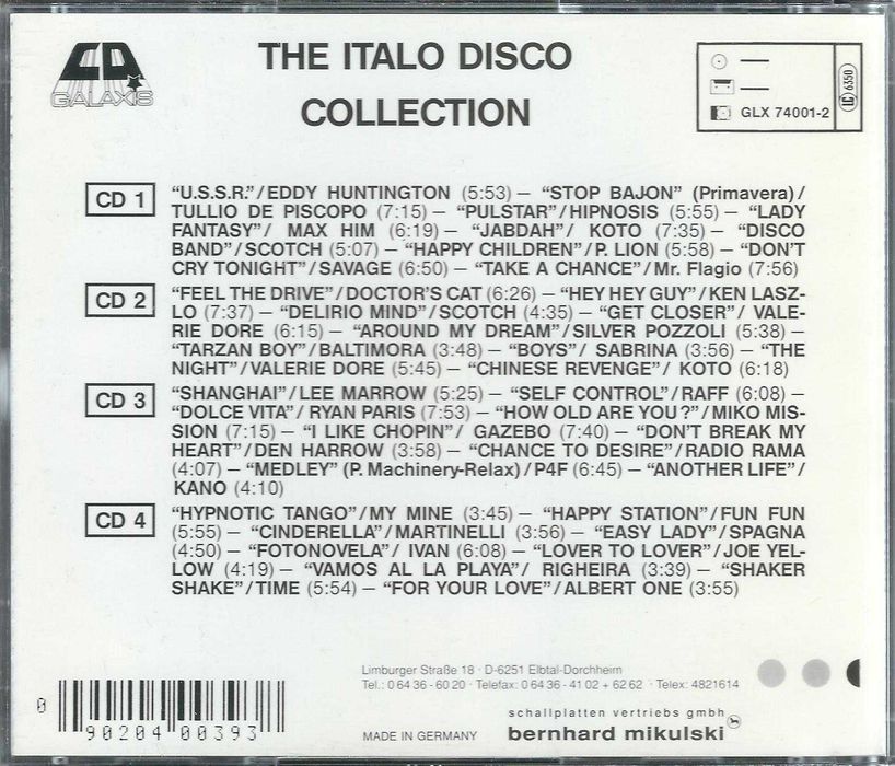 4 CD The Italo Disco Collection (1989) (Galaxis) Fat Box Case