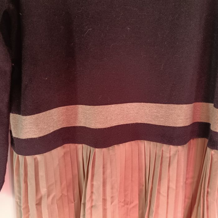 Vestido comprido preto e bege